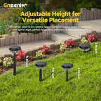 Ensenior 8-Pack Solar Lights Outdoor, Auto ON/Off 3000K LED Solar Garden Lights for Pathway, Yard, Patio, Walkway, Flower Bed, Waterproof, Energy-Efficient Landscape Lighting, Adjustable Height