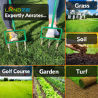 Landzie - The Original Hollow and Spike Tine Lawn Aerator Set - Includes 1 Aerator + Set of 3 Hollow Tines and 3 Spike Tines - 42 Inch Manual Stainless Steel Gardening Hand Tool