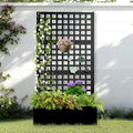 Metal Raised Garden Bed with Trellis, 2 in 1 Trellis with Planter Box & Privacy Screen for Climbing Plants, Vine, Outdoor Standing Flower Beds with Drainage Holes, 35.4"L x 16.7"W x 70.8"H, Black