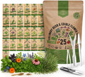 25 Culinary Herbs & Edible Flower Seed Variety Pack for Planting Indoor & Outdoors. 11900+ Non-GMO Heirloom Flower Seeds: Basil, Borage, Echinacea, Lavender, Oregano, Rosemary Seeds & More