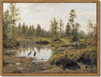 Floating Framed Canvas Wall Art Vintage Decor - Tranquil Marsh Landscape Wall Decor, Countryside Farmhouse Scenery Paintings Prints for Living Room Bedroom Office Decoration 8x10 inch