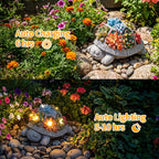 Snclriao Solar Turtle Garden Outdoor Decor with Succulent & 7 LED Lights – Outside Tortoise Statue Decor for Yard Patio Balcony & Backyard - Home House Decoration Art - Gift for Men Dad Women Mom