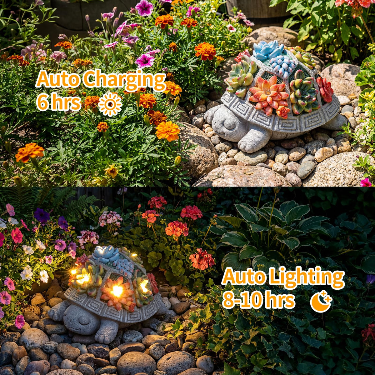 Snclriao Solar Turtle Garden Outdoor Decor with Succulent & 7 LED Lights – Outside Tortoise Statue Decor for Yard Patio Balcony & Backyard - Home House Decoration Art - Gift for Men Dad Women Mom