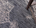 Unique Loom Outdoor Traditional Collection Area Rug - Antique (6' 1" x 9' Rectangle, Charcoal Gray/ Natural)