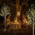 LIGHTSHARE 8 Feet 132L LED Birch Tree Lights, Pack of 2, Warm White, for Holiday Party and Christmas Decoration, Indoor and Outdoor Use