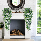Waipfaru 2Pcs Fake Hanging Plants with Pot Deep Green Eucalyptus Leaves UV Resistant Fake Vines Ivy Artificial Plants Outdoor Faux Plants Indoor Bedroom Living Room Boho Wall Porch Shelf Decor
