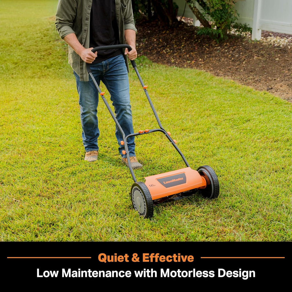 LawnMaster LMRM1401 Push Reel Lawn Mower 14-Inch 5-Blade