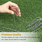 HongWay 60 Pack 4 Inch Landscape Staples, Garden Staples 12 Gauge Galvanized Ground Stakes Lawn Yard Staples SOD U-Shaped Pins for Gardening Irrigation Tubing Landscaping Fabric