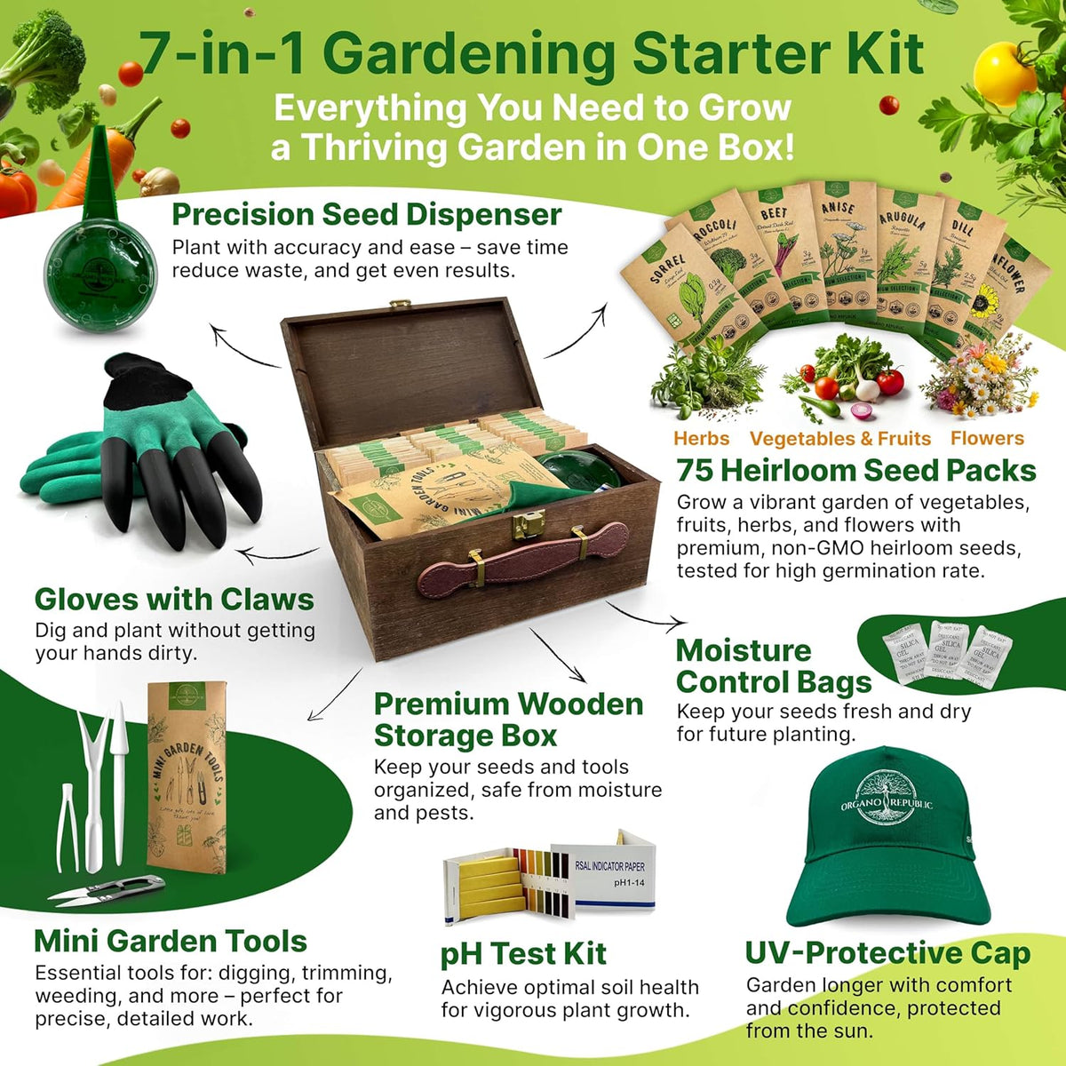 Organo Republic Medicinal & Tea Herb Seeds Variety Pack for Indoor & Outdoors - 75 Variety Pack. Non-GMO Heirloom Garden Seeds: Rosemary, Cilantro, Basil, Oregano, Parsley, Dill, Lavender, Catnip