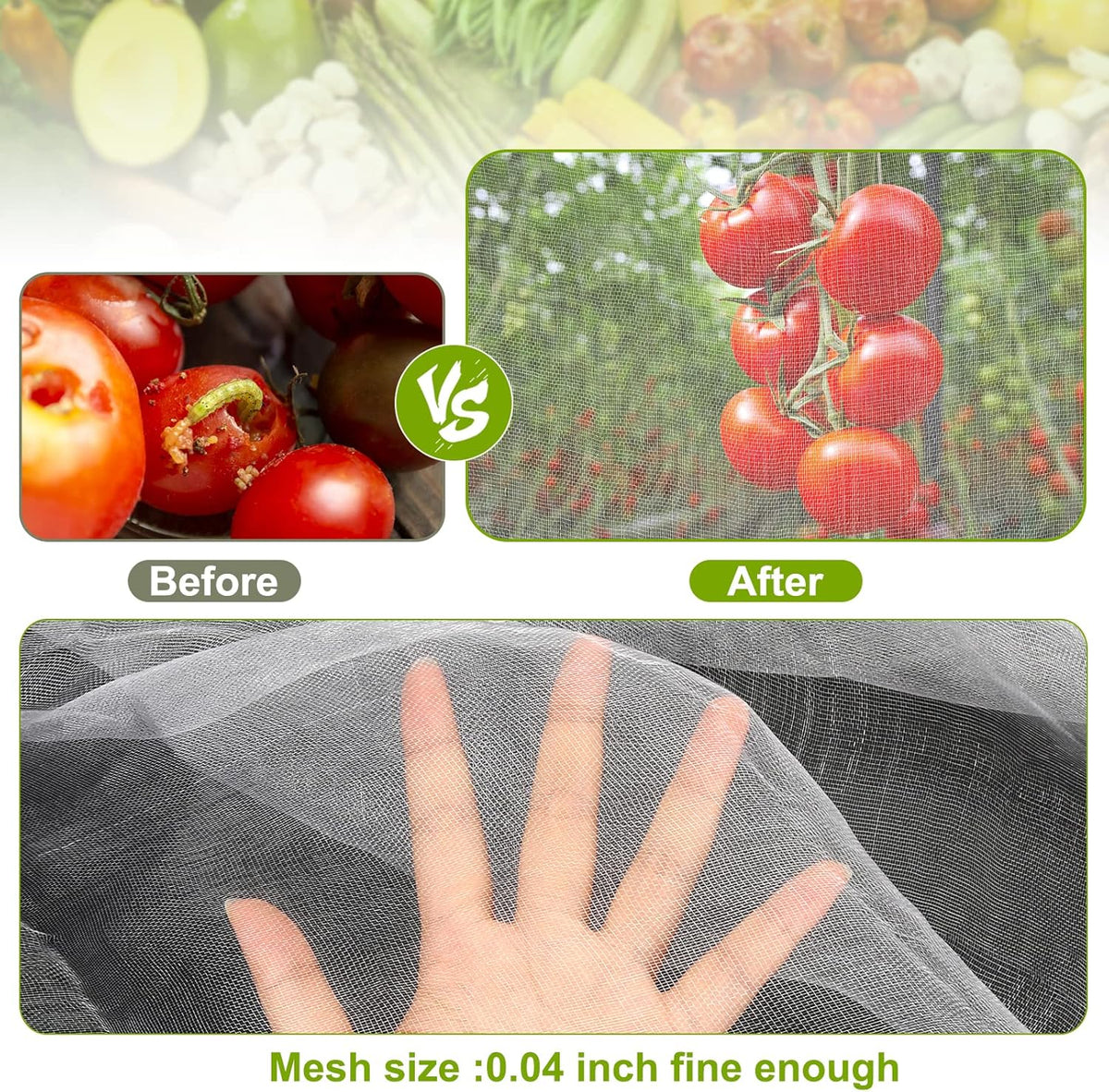 Garden Netting, 2 Pack 10x20Ft Ultra Fine Mesh Netting Pest Barrier Protection Bird Mosquito Net Plants Cover for Vegetables Fruits Flowers Crops Greenhouse Cover Raised Bed Patio Mesh Netting