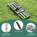 Goplus Lawn Leveling Rake, 30" x 10" Heavy Duty Level Lawn Tool w/ Ergonomic Handle for Soil, Effort-Saving Landscape Rake for Garden, Backyard, Golf Course, Farm, Pasture, Silver