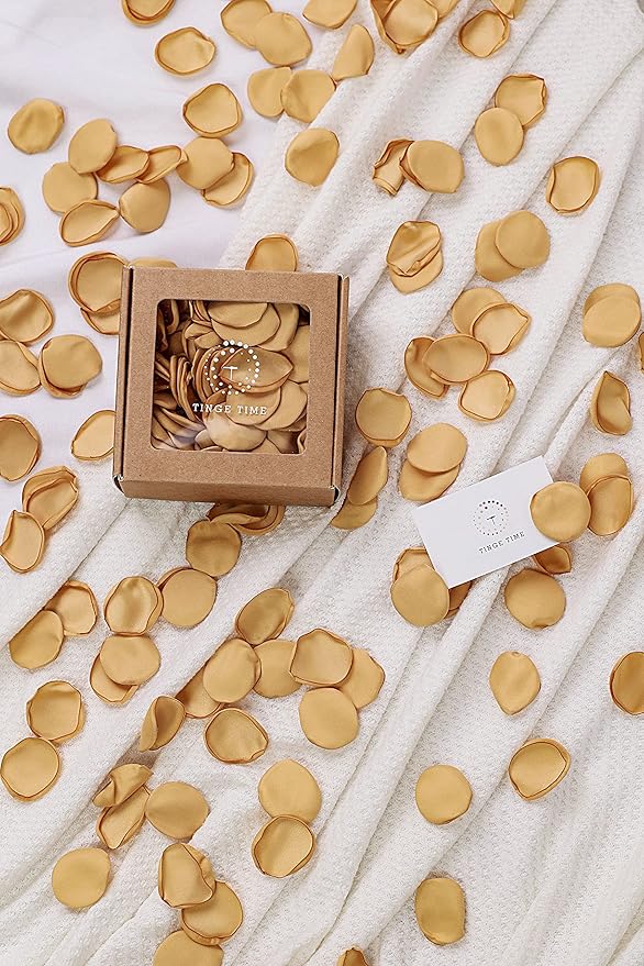 TINGE TIME Silk Rose Petals Flower Petals for Wedding Flower Girl Basket Aisle Scatter Dinner Table Centerpieces Party Confetti Bridal Shower Romantic Night Decoration (Champagne)