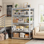 REIBII Garage Shelving, 5 Tier Storage Shelves Load 2020LBS, Adjustable Garage Shelving Heavy Duty, Metal Shelves Unit with Waterproof Columns, 35.5" W x 11.9" D x 72" H, Galvanized, 2 Pack