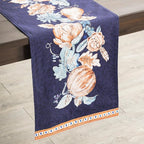 Maison d' Hermine Table Runner 100% Cotton Double Layer Table Runners 72 inches Long for Thanksgiving Christmas Decorations Home Kitchen Dining Party Wedding (Pumpkin Blues, 14.5" x 72")