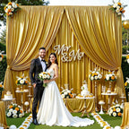 10x10 ft Dark Gold Glitter Backdrop Curtain for Parties, Wrinkle Free Glitter Photo Backdrop Drapes 2 Panels 5x10FT Shimmer Back Drop Cloth for Wedding Birthday Christmas Photography Background Decor