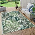 Indoor & Outdoor Rug for Patio Jungle Floral Palm Trees Design Green, Size: 6'7" x 9'6"