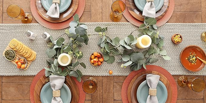 DII Woven Basic Tabletop Collection, Chevron Table Runner, 15x108, Dark Brown