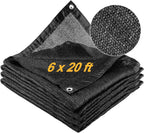 SPORTYOUTH 70% Shade Cloth for Patio, 6x20 ft Mesh Tarp with Grommets, UV Resistant Black Sunblock Sun Shade Netting Cover for Garden, Greenhouse, Chicken Coop, Pergola, RV, Canopy, Barn Kennel