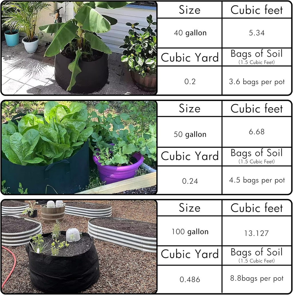 Gardzen 2-Pack 40 Gallon Grow Bags, Aeration Fabric Pots with Handles, Pot for Plants