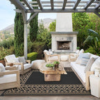 GENIMO Outdoor Rug 5'x8' Waterproof for Patio, Reversible Outdoor Plastic Straw Rug Carpet, Camping Mats for Outdoor Decor, RV, Backyard, Deck, Balcony, Picnic, Black & Brown