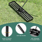 Goplus Lawn Leveling Rake, 46" x 10" Heavy Duty Level Lawn Tool w/ Ergonomic Handle for Soil, Effort-Saving Landscape Rake for Garden, Backyard, Golf Course, Farm, Pasture, Black