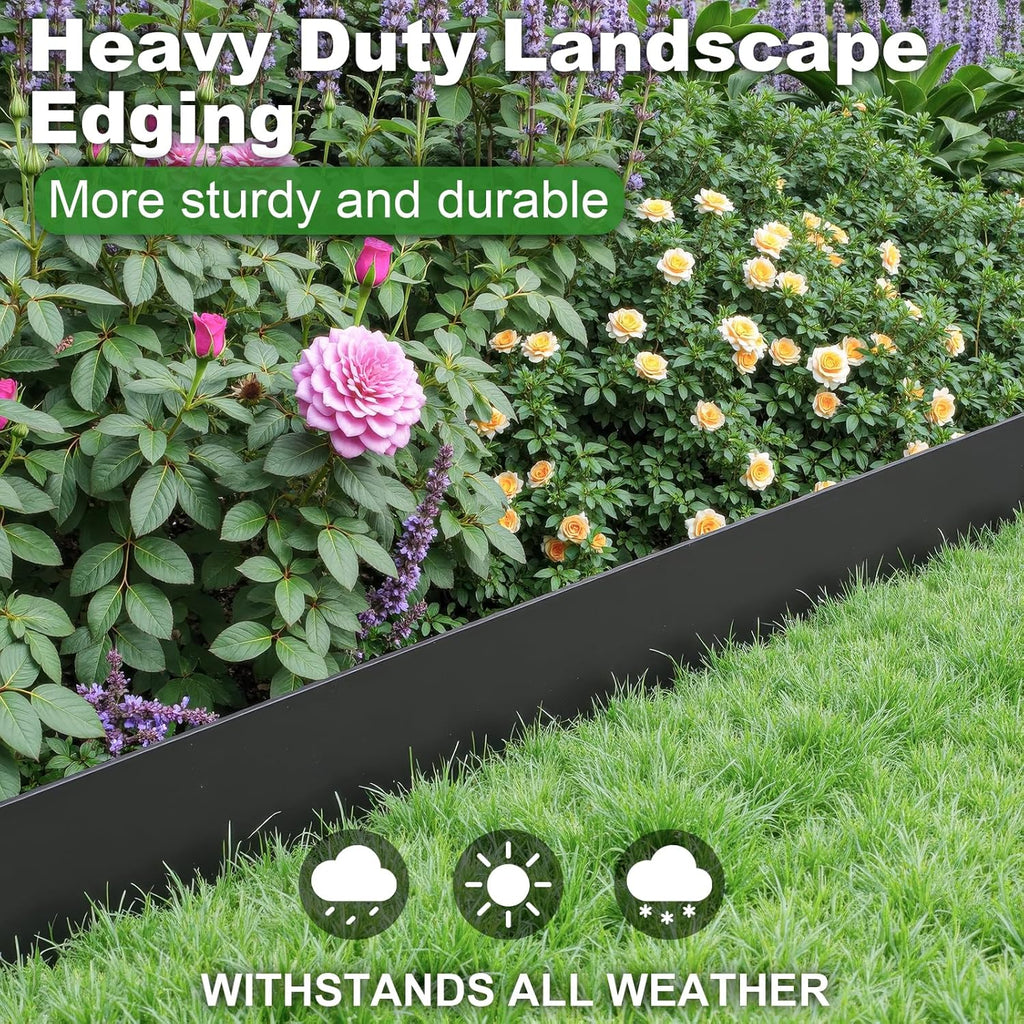 Steel Landscape Edging 6-Pack, 8" H X 40" L Bendable Metal Edging for Landscaping, No-Dig Metal Landscaping Edging for Yard, Lawn Edge, Pathway & Flower Beds (20Ft Total)