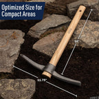 16” Hand Pick Axe - Forged Steel Pickaxe for Digging, Loosening Soil, or Weeding Tool - Dual Headed Adze Garden Hoe and Pick Mattock Digging Tool with Wood Handle by Kings County Tools