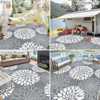Ileading Reversible Outdoor Rug 8x10Ft Waterproof Patio Rug Carpet Portable Outdoor Plastic Straw Rug Large RV Camping Mat Rug for Patio, Clearance, Deck, Beach, Porch, Camping, Picnic, Grey