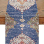 Snycler Table Runner Boho Table Runners Vintage Elegant Farmhouse Table Center Linen Decor for Home Dining Party Entrance (13x108 Inch) Navy Blue