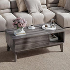 LYNCOHOME Fluted Lift Top Coffee Table with Storage,Modern Center Table for Living Room, Home Office（Grey）