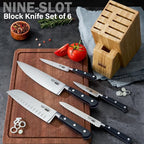Cooks Standard 6-Piece Stainless Steel Knife Set with Expandable Bamboo Block for Extra Slots