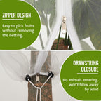 2 Pack Fruit Tree Netting Bags with Zipper and Drawstring, 8 x 8ft Ultra Fine Mesh Garden Netting Plant Cover, Bird Netting for Blueberry Bushes, Fruit Trees, Flowers (White, 8 x 8 ft)