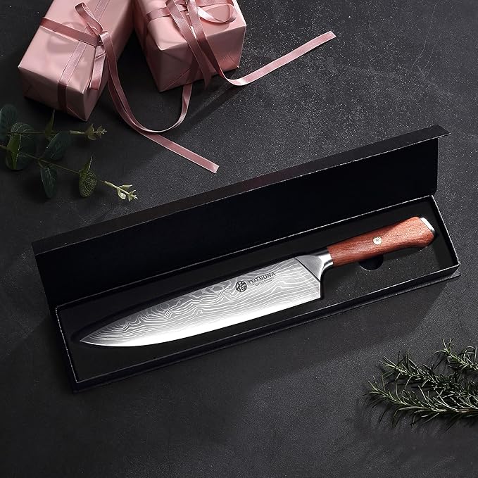 YOTSUBA Chef Knife, 9 Inch Kitchen Chef's Knife, Ultra Sharp High Carbon Steel Professional Cooking Kitchen Knife with Ergonomic Handle, Gift Box Included