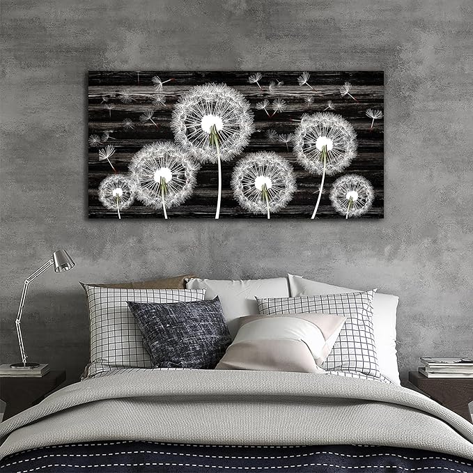Canvas Wall Art For Bedroom Large Size Wall Decor For Living Room Fashion Wall Decorations For Kitchen Abstract Paintings Office Decor White Dandelion Flowers Pictures Artwork Posters Home Decoration