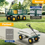 VIVOHOME Garden Cart Steel Heavy Duty 900 LBS Yard and Garden Wagon with 10 inch Tire and Handle Attach to ATV or Tractor Green