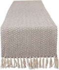 DII Woven Basic Tabletop Collection Chevron Table Runner, 15x72, Gray