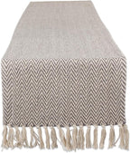 DII Woven Basic Tabletop Collection Chevron Table Runner, 15x72, Gray