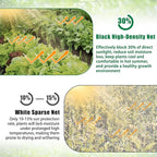 10 X 50 FT Thicker Garden Mesh Netting Pest Barrier for Raised Beds, Black Fruit Tree Netting for Cicadas, Bird Insect Blueberry Bush Strawberry Netting Cover for Garden Protection, Shading Rate 30%
