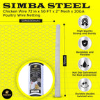 Poultry Mesh 72 inch x 50 feet x 2 inch Hole Size