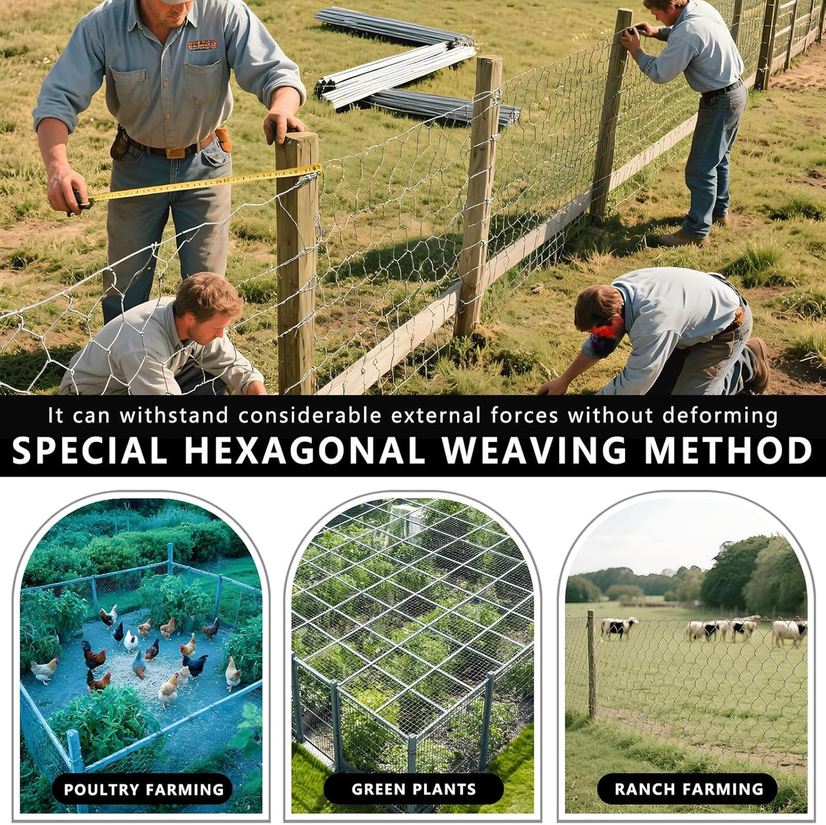 Chicken Wire, 13.7 in x 50 ft Garden Fence, Wire Mesh, Chicken Wires Fencing, Mesh Hexagonal Galvanized Metal Poultry Netting for Chicken Coop Rabbit Dogs Barrier (13.7 in x 50 ft)