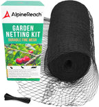 AlpineReach Garden Netting 15 x 30 ft Heavy Duty Bird Net, Deer, Plant Protection Extra Strong Woven Mesh, Reusable Kit with Zip Ties, Animal Fencing for Fruits Trees, Black