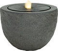 Sunnydaze Outdoor Water Fountain with LED Light - Polystone Oval Bowl Bubbler Water Feature with Pump - 12" H - for Patio, Garden, Deck, Relaxation and Stress Relief - Gray