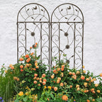 Metal Garden Trellis Rustproof Trellis for Climbing Plants Outdoor Flower Support Bird Deco (Brown-4 Pack, 86.7"x19.7")