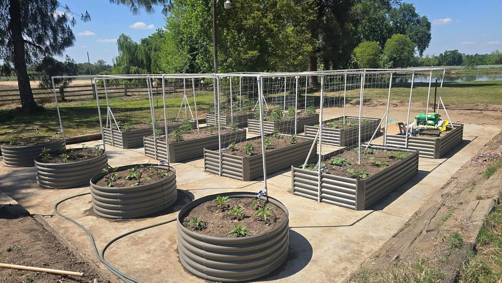 A ANLEOLIFE 6-Pack 4X4 & 6X3 & 6X2 Deep Root Galvanized Raised Garden Beds Outdoor for Planting Vegetables Flowers Herb,Quartz Grey