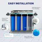 NU Aqua 4 Stage Salt Free Water Softener Whole House Water Filter System with Total Filtration - Includes Sediment, Heavy Metal KDF GAC, SoftGuard, Carbon Block Filters