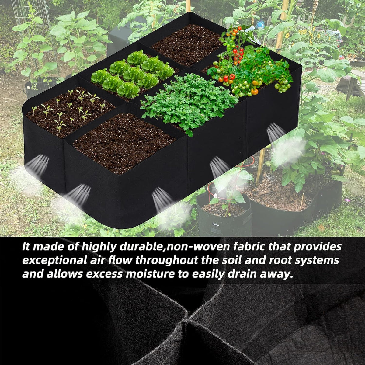 CJGQ Fabric Raised Garden Bed 4x2x1ft Garden Grow Bed Bags for Growing Herbs, Flowers and Vegetables 55 Gallon