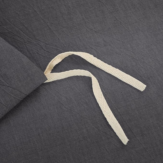 JIYUAN 100% Washed Cotton Duvet Cover Set 3 Pieces Cal King, 1 Duvet Cover 104x98 Inches (Comforter Not Included) and 2 Pillowcases,Linen Feel Bedding Set Comfy and Breathable, Heathered Dark Grey