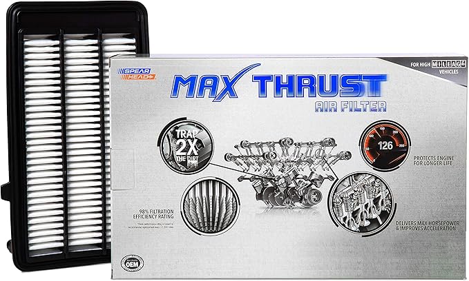 Spearhead MPG Defense Max Thrust Engine Air Filter For All Mileage Vehicles, Fits Like OEM, Restores MPG & Acceleration (MT-050)