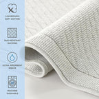 Arkwright 100% Cotton Bathroom Rug - High Absorbent Stylish Textured Woven Design Bath Mat, Slip Resistant Backing for Shower and Bathtub Floor, 17x24 in - Grey