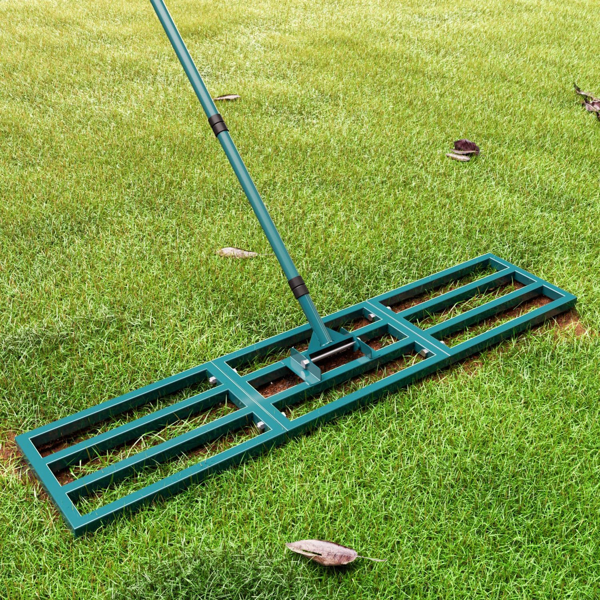 Lawn Leveling Rake Heavy Duty Stainless Steel Lawn Leveler Tool 45”x10” with 78” Adjustable Long Handle Yard Level Rake for Soil, Ground,Backyard Dressing,Golf Field,Garden Tools Grass Seed